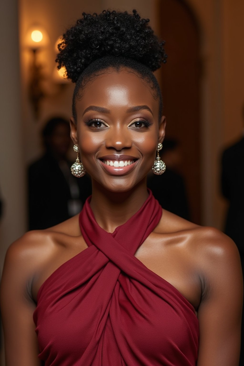 an elegant  feminine woman attending a formal event