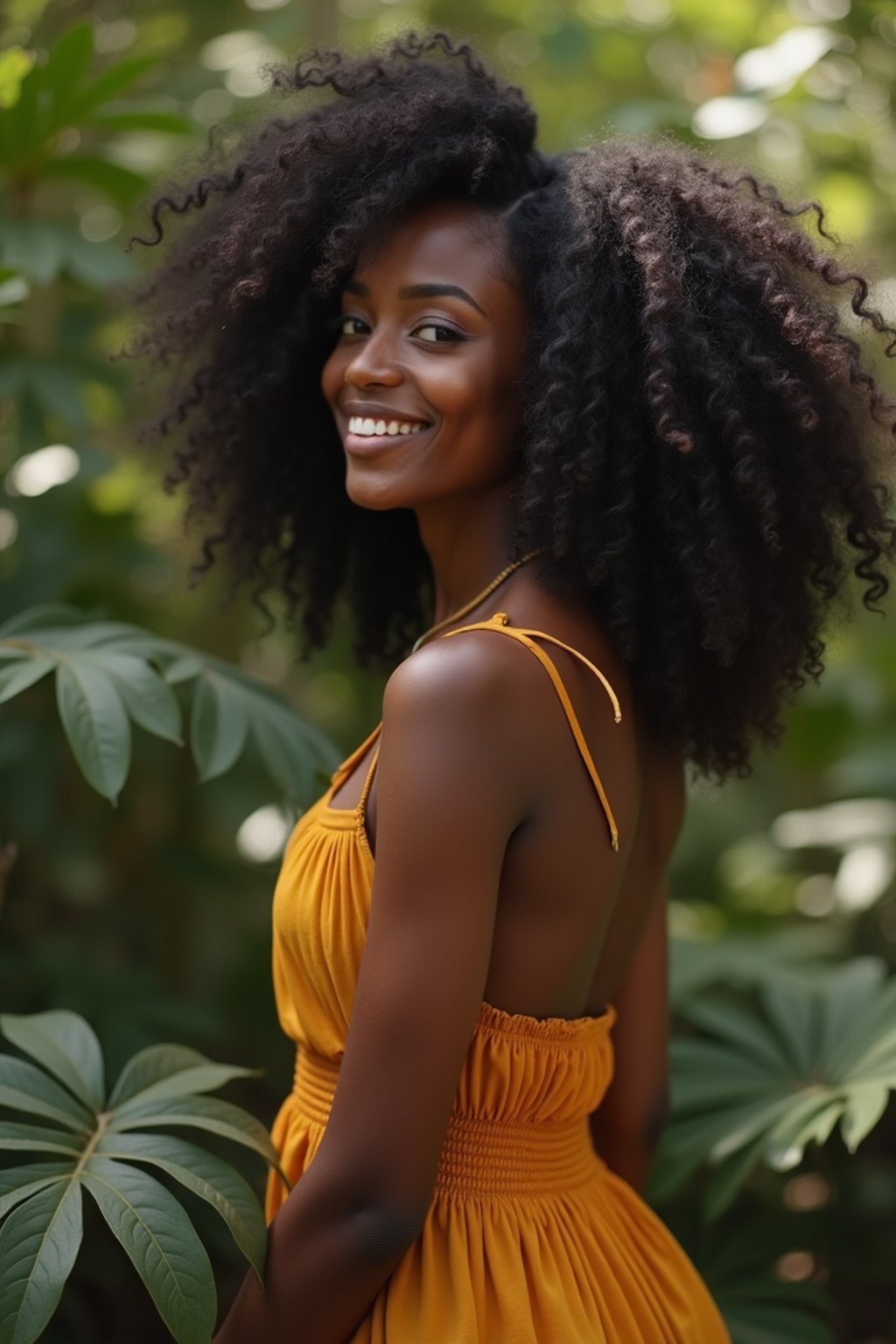 a captivating  feminine woman embracing nature