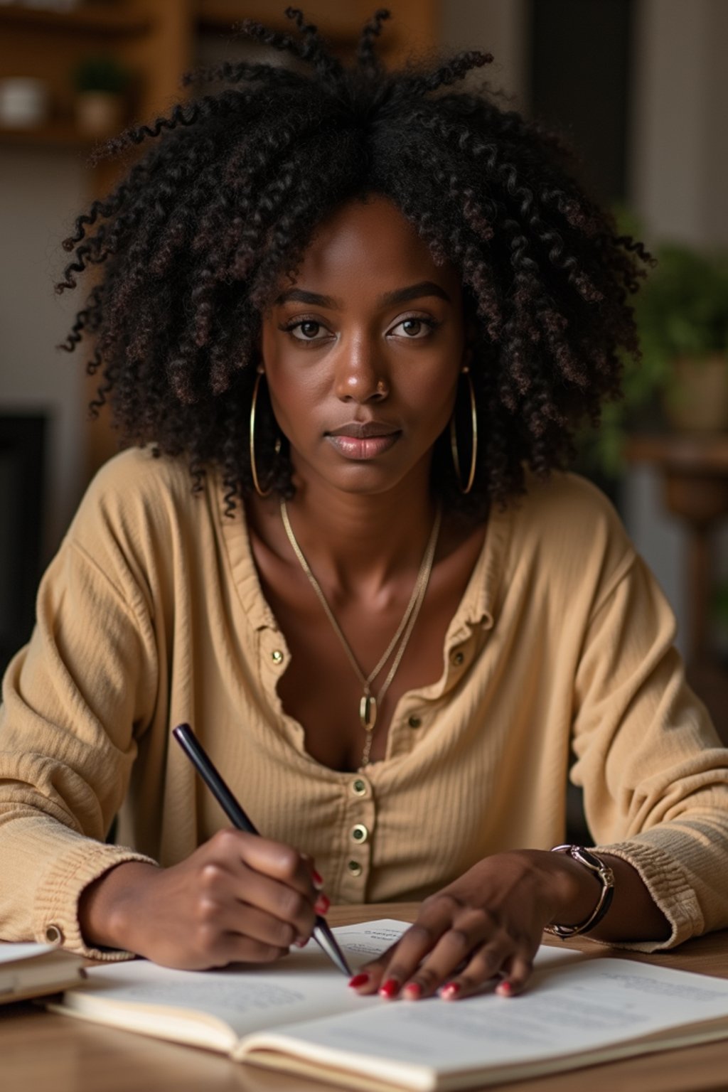 feminine woman engaging in a hobby or craft