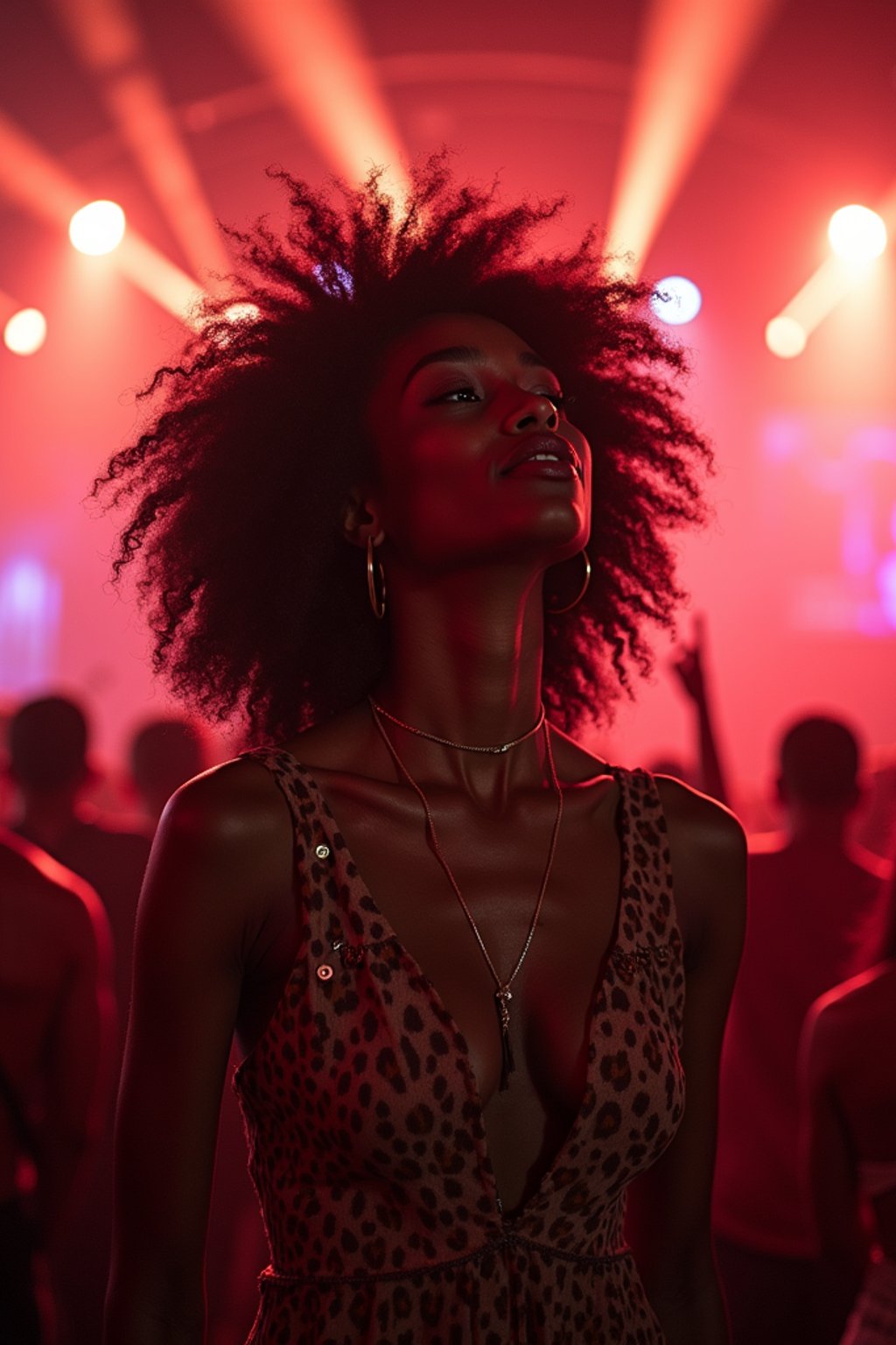 feminine woman enjoying a concert or music festival