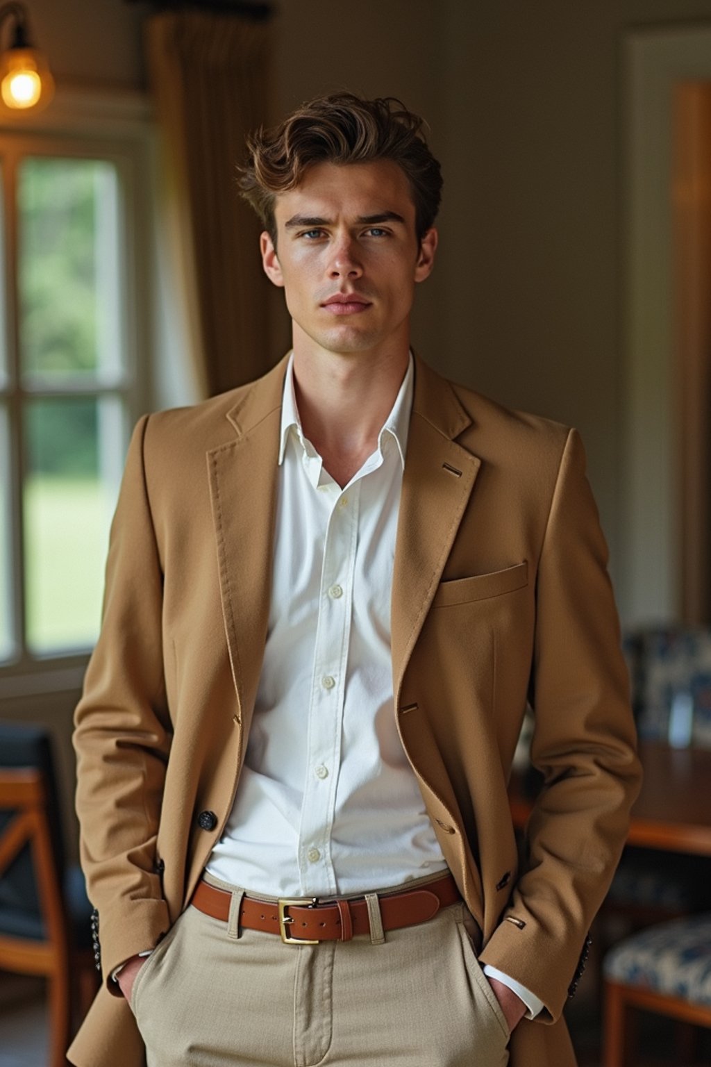 a man in preppy style, old money aesthetic, posh style, elite school stlye, luxurious style, gossip girl neo-prep style, ralph lauren style, country club style, ivy league style