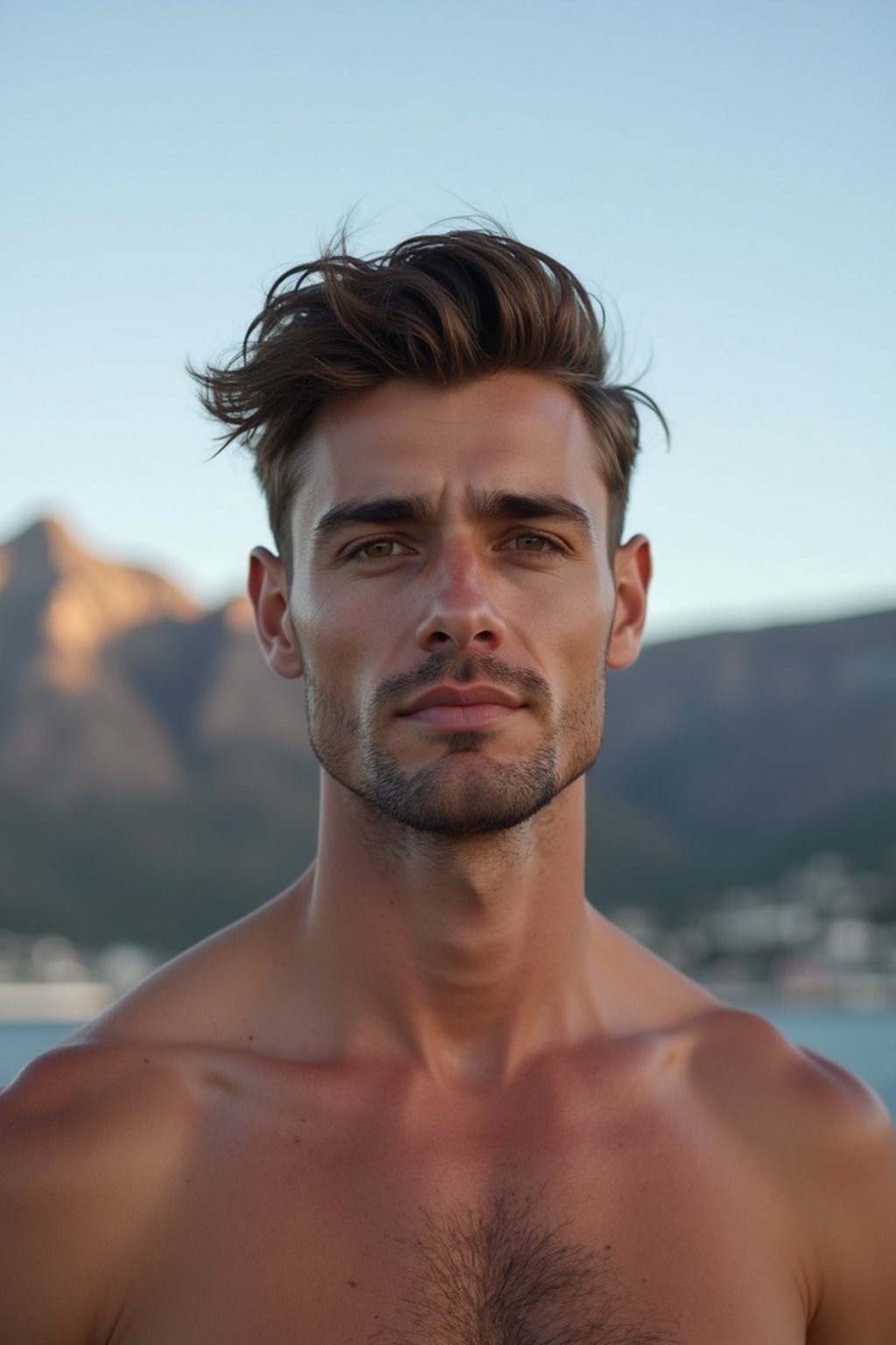 man in Cape Town with the Table Mountain in the background