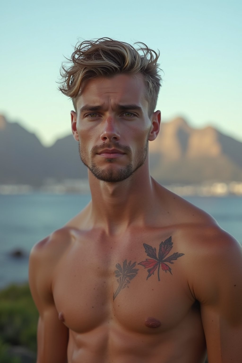 man in Cape Town with the Table Mountain in the background