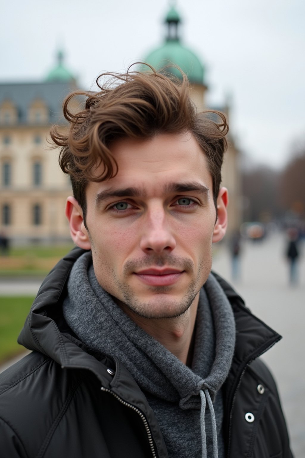 man in Vienna with the Schönbrunn Palace in the background