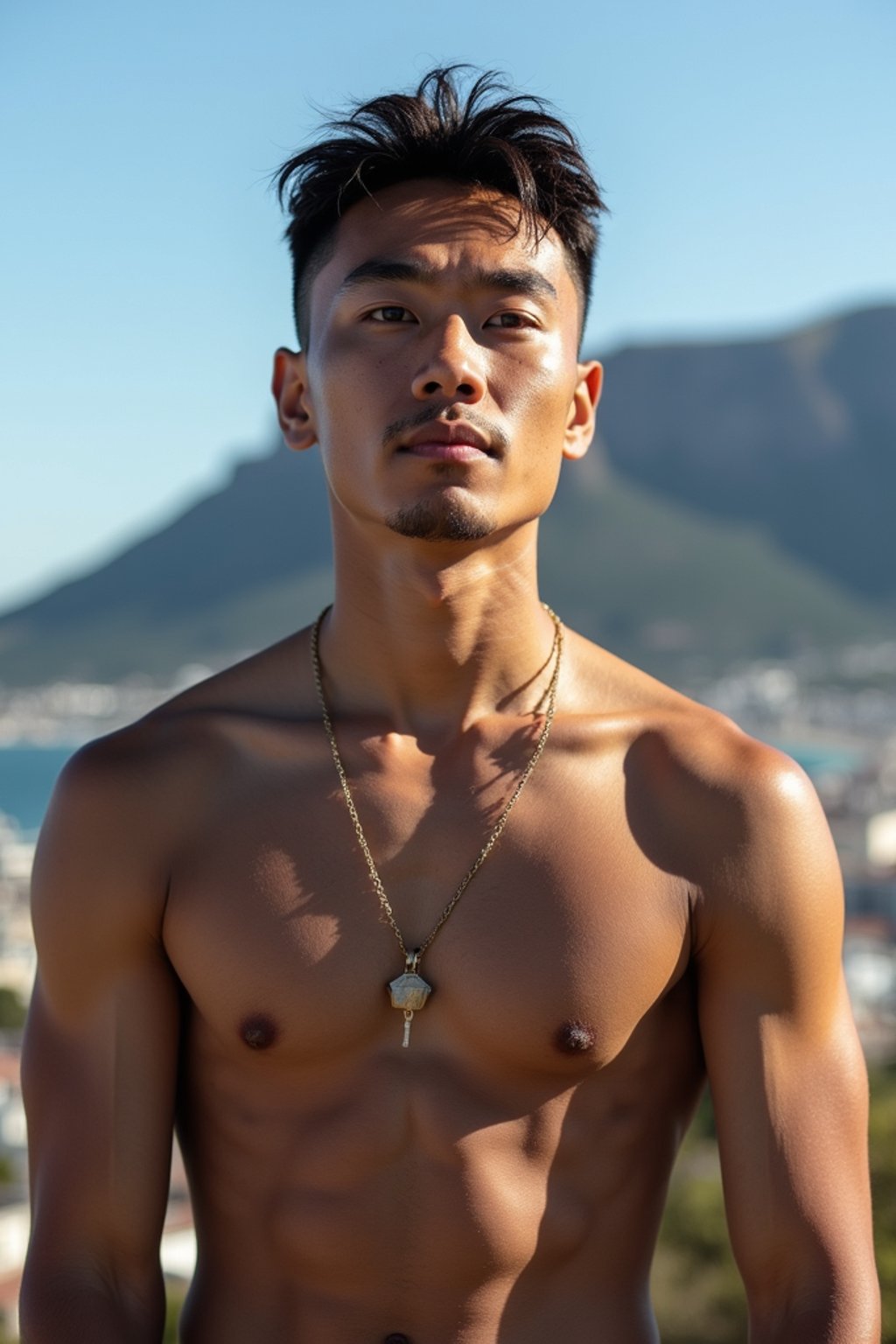 man in Cape Town with the Table Mountain in the background