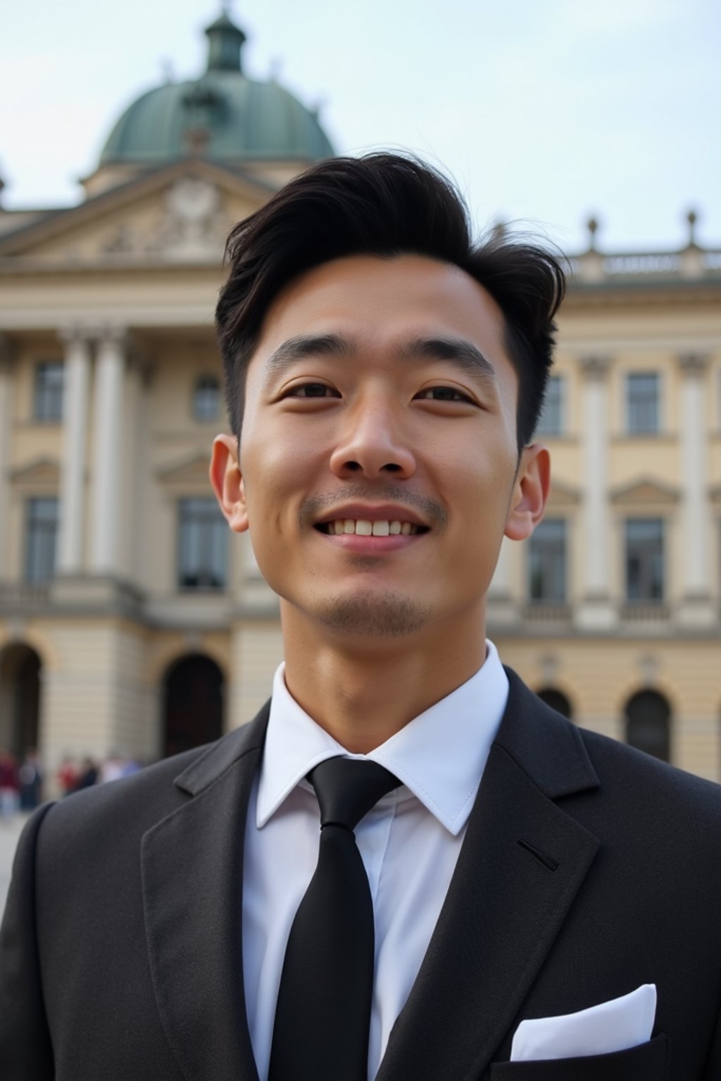 man in Vienna with the Schönbrunn Palace in the background