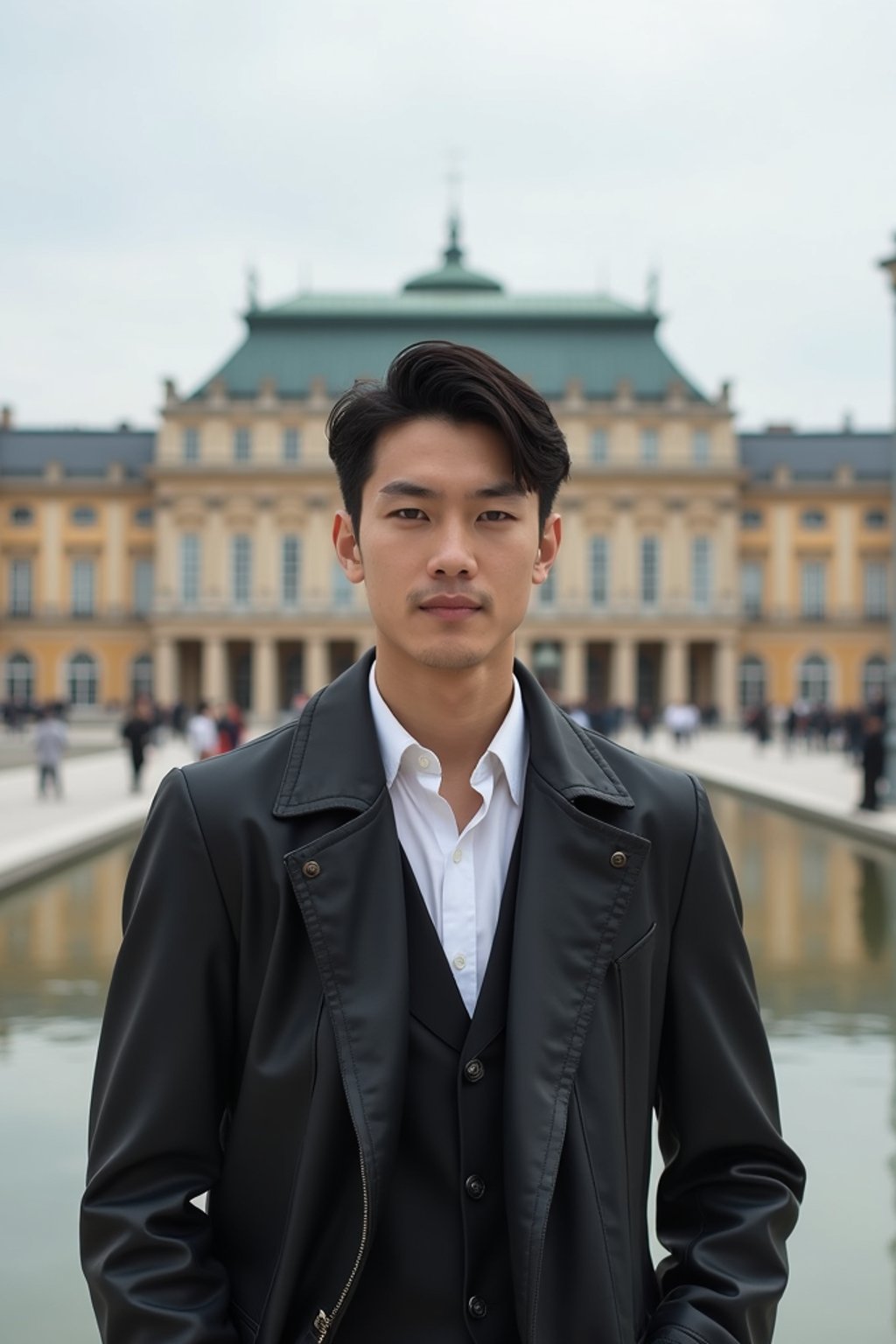 man in Vienna with the Schönbrunn Palace in the background