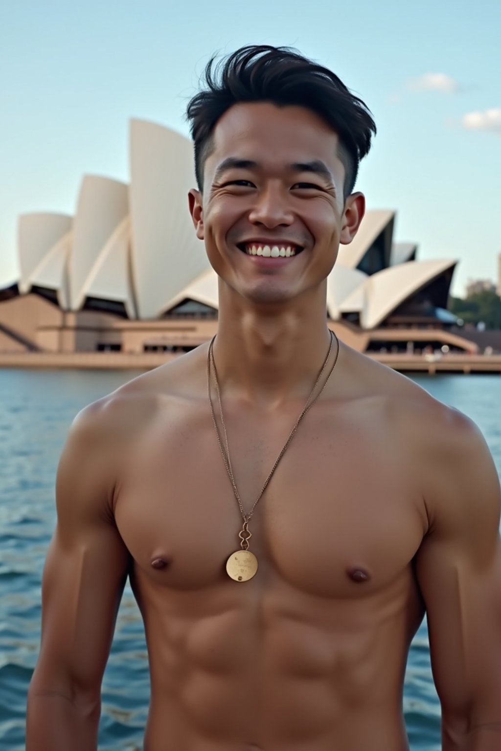 man in Sydney with the Sydney Opera House in the background