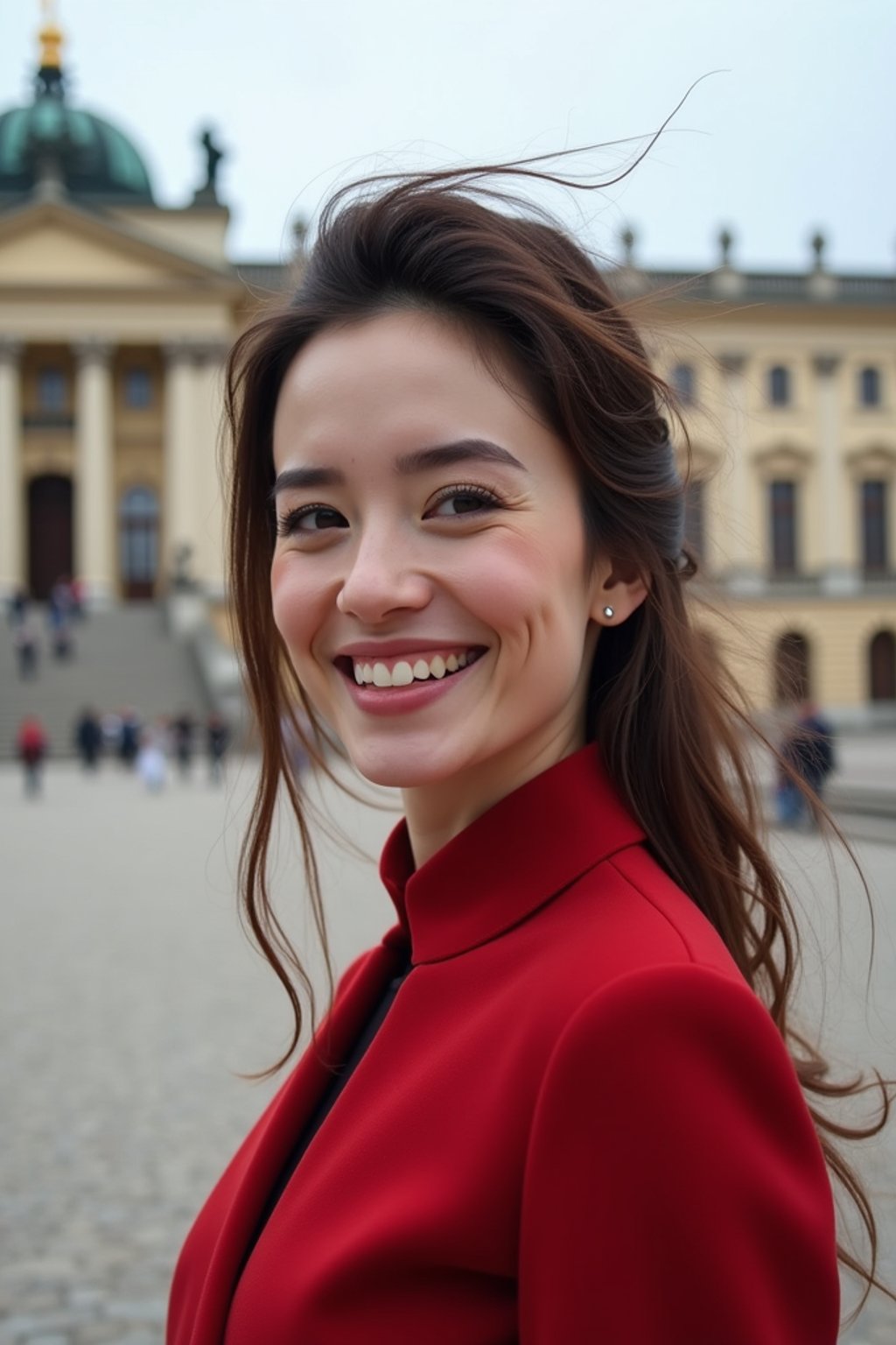 woman in Vienna with the Schönbrunn Palace in the background