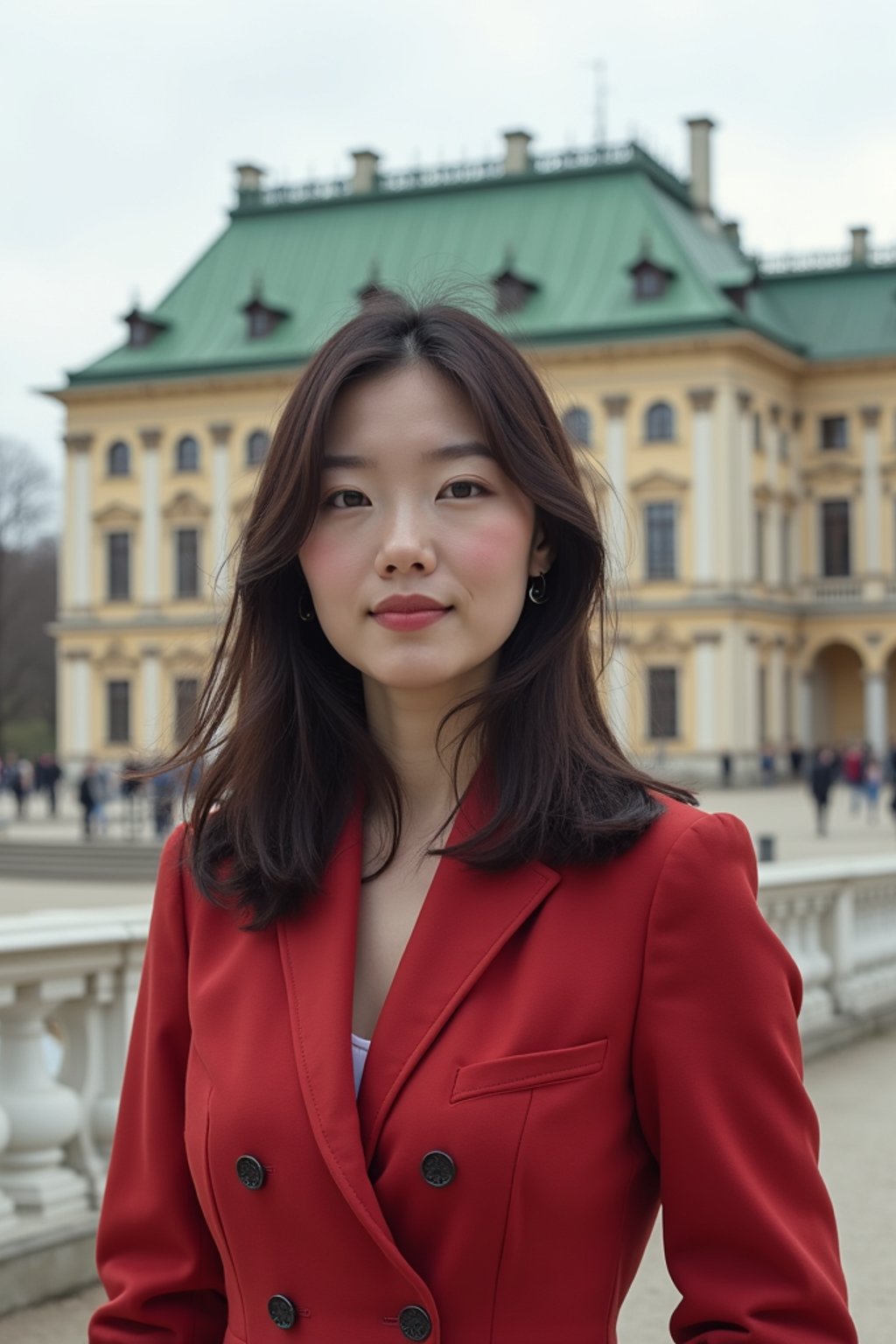 woman in Vienna with the Schönbrunn Palace in the background