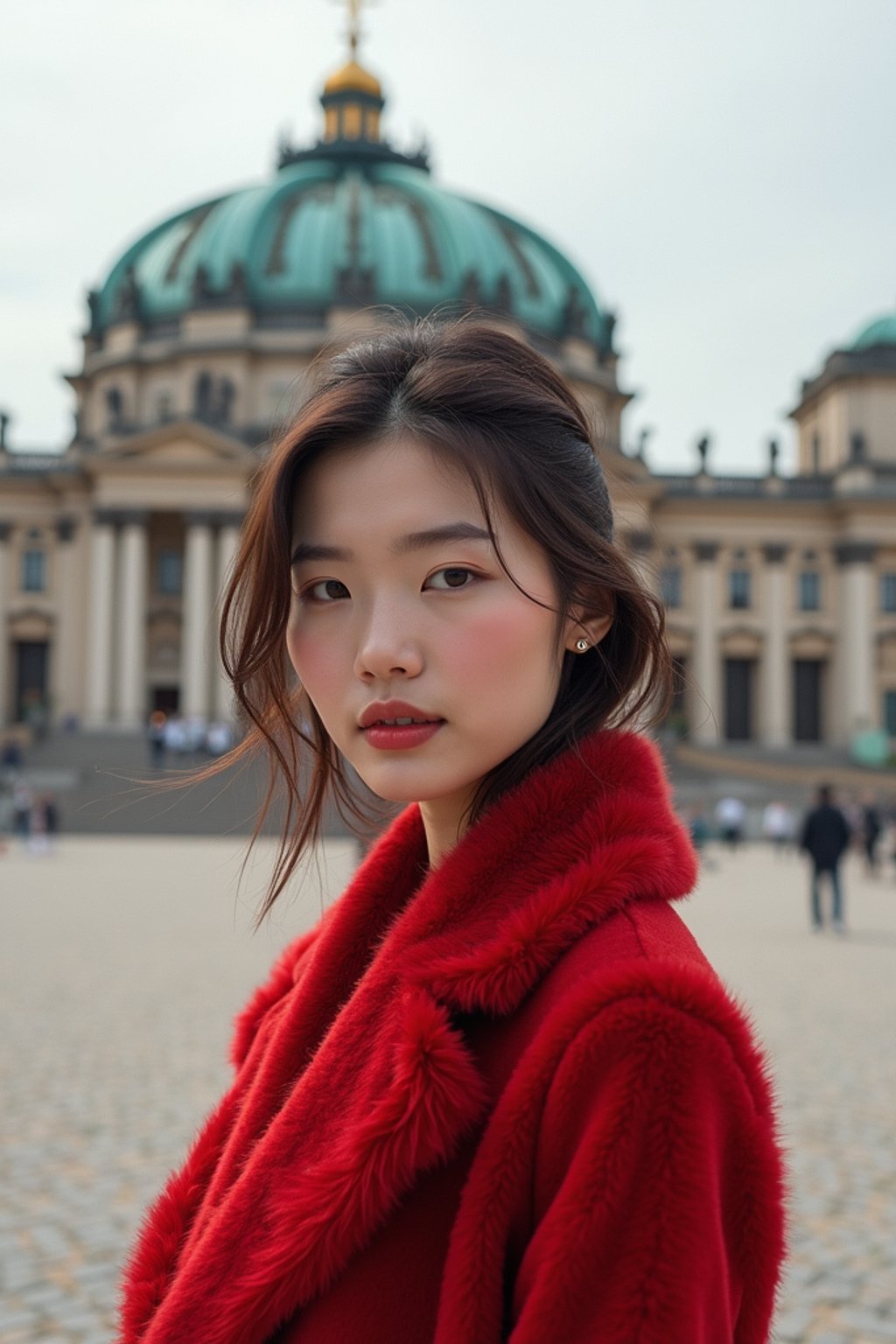 woman in Vienna with the Schönbrunn Palace in the background