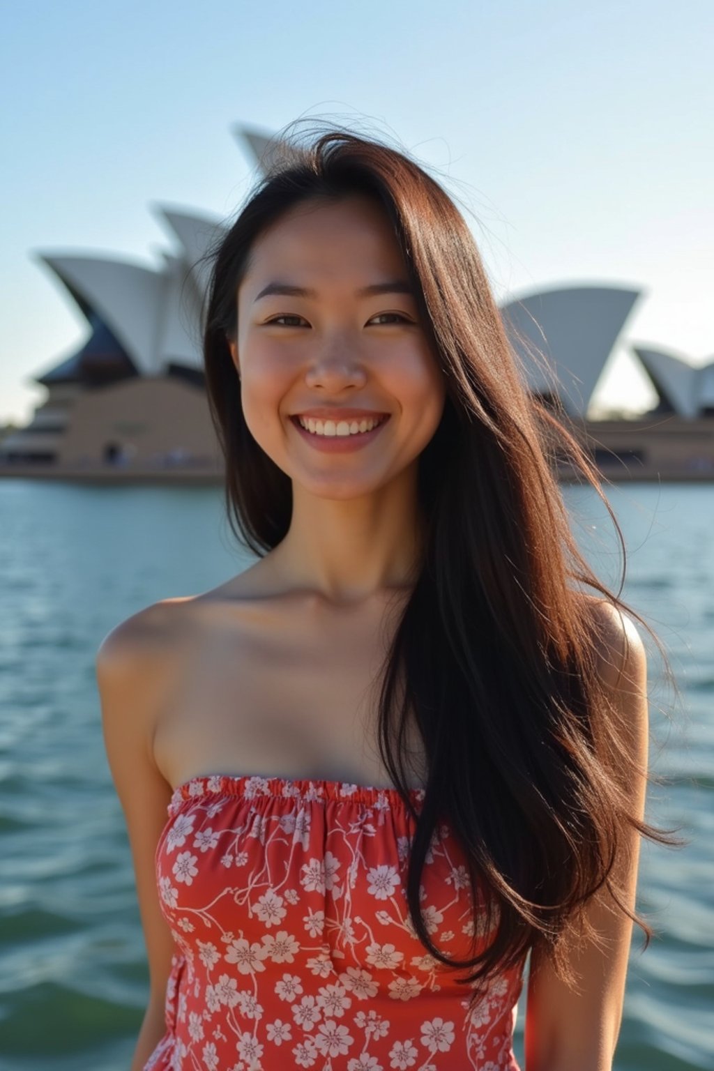 woman in Sydney with the Sydney Opera House in the background