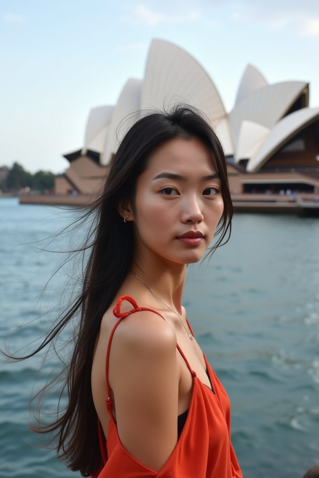 woman in Sydney with the Sydney Opera House in the background