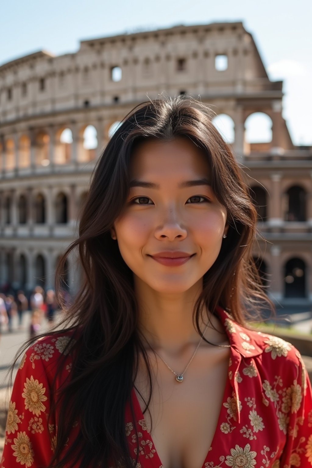 woman in Rome with the Colosseum in the background