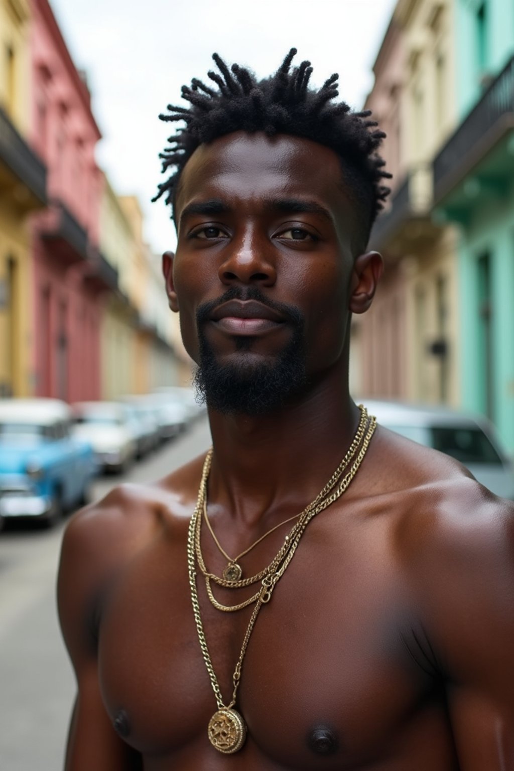 man in Havana with the colorful old town in the background