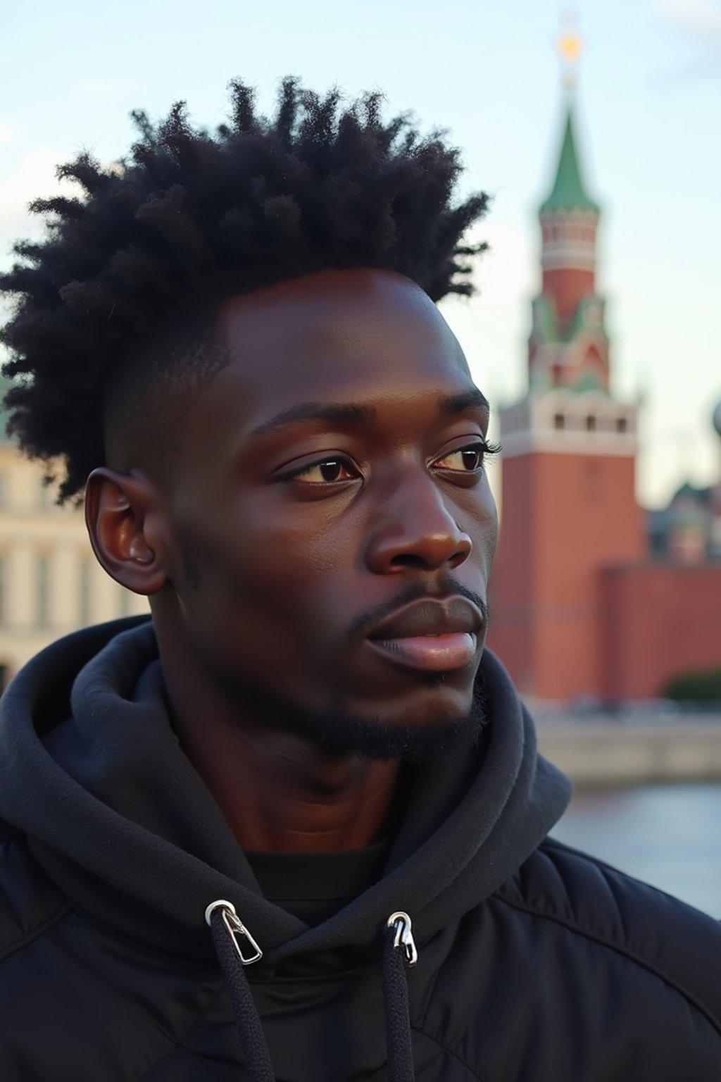 man in Moscow with the Kremlin in the background