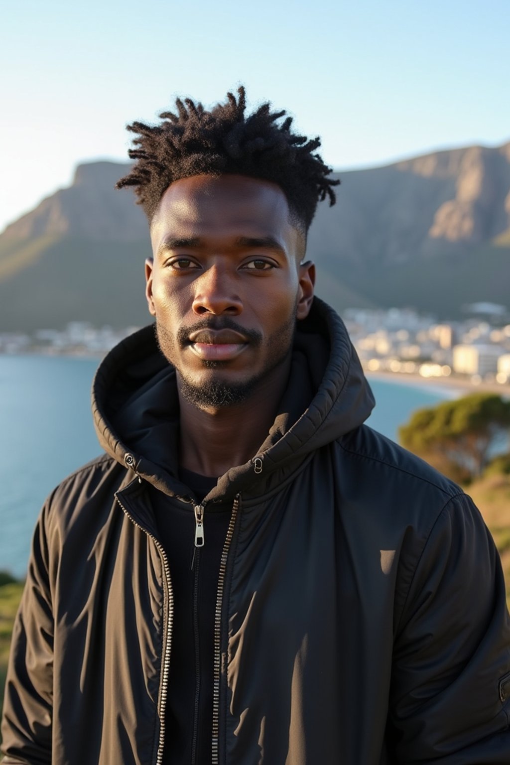 man in Cape Town with the Table Mountain in the background