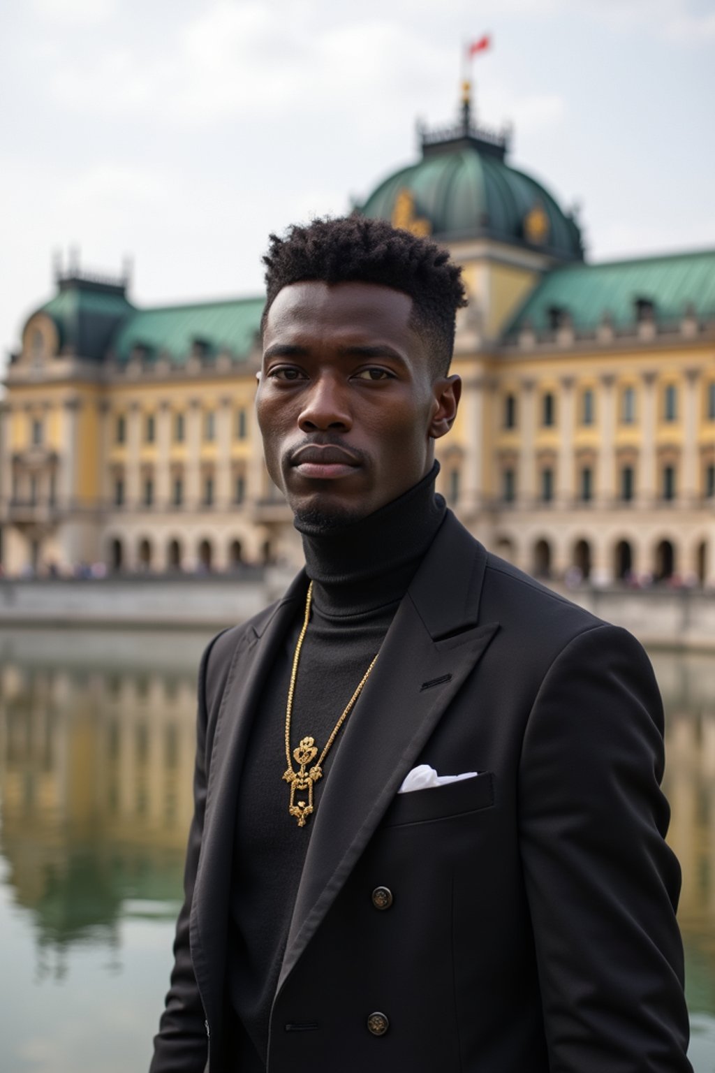 man in Vienna with the Schönbrunn Palace in the background