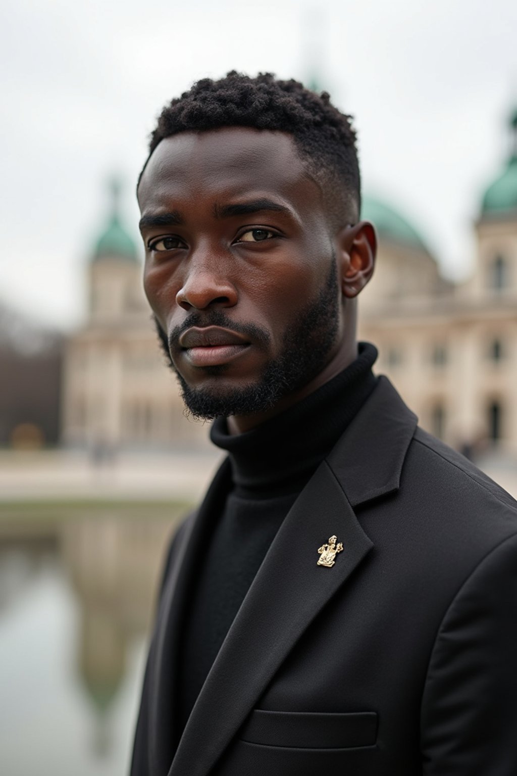 man in Vienna with the Schönbrunn Palace in the background