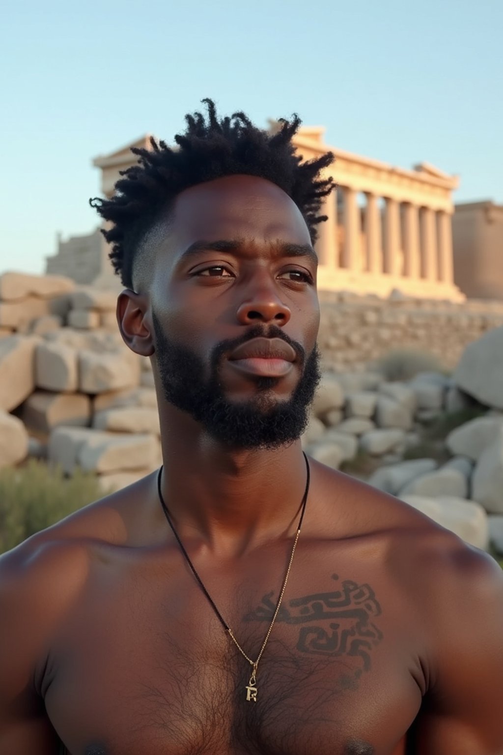 man in Athens with the Acropolis in the background