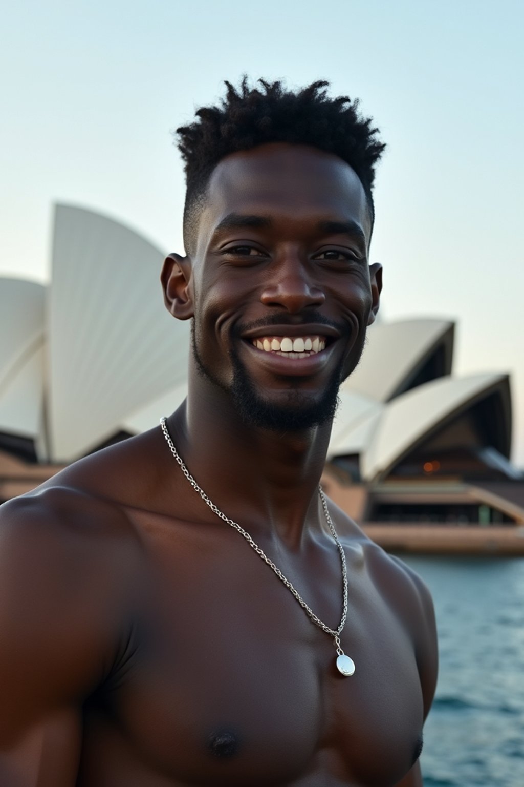 man in Sydney with the Sydney Opera House in the background