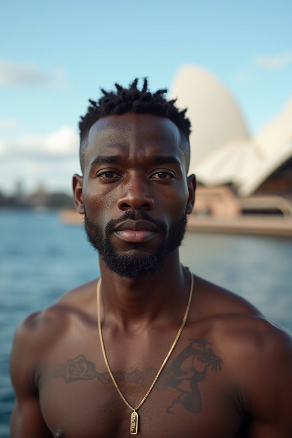 man in Sydney with the Sydney Opera House in the background