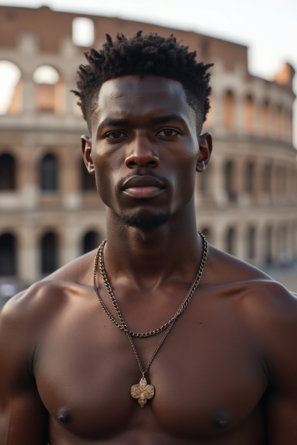 man in Rome with the Colosseum in the background