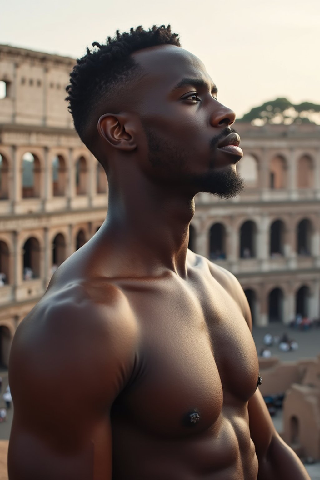 man in Rome with the Colosseum in the background