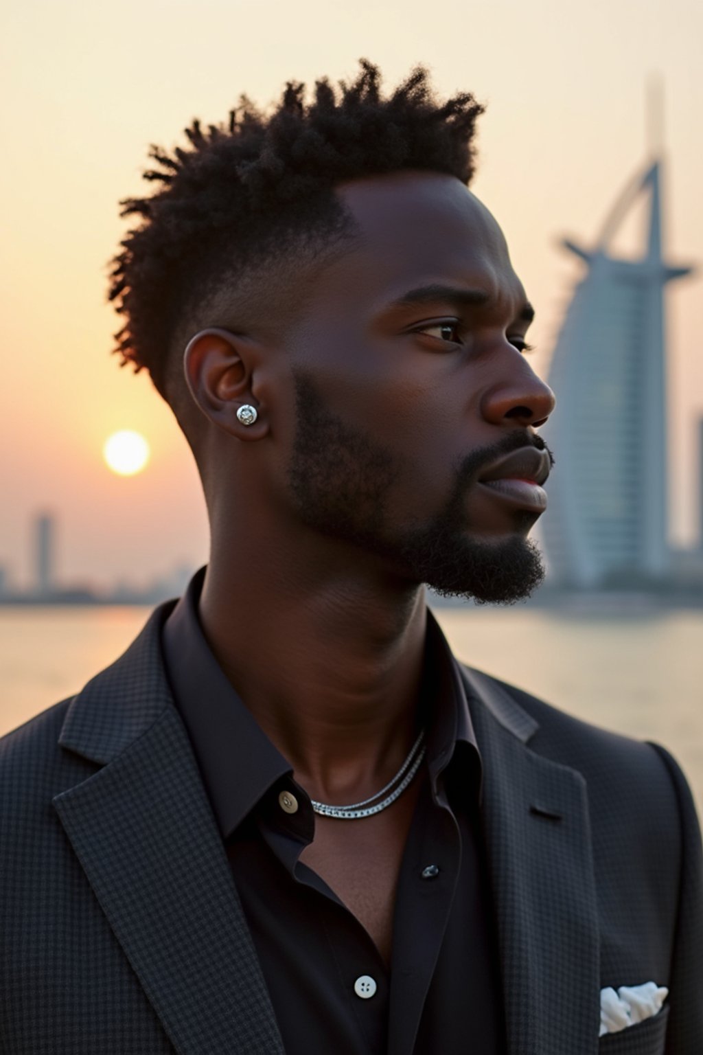 man in Dubai with skyline in background