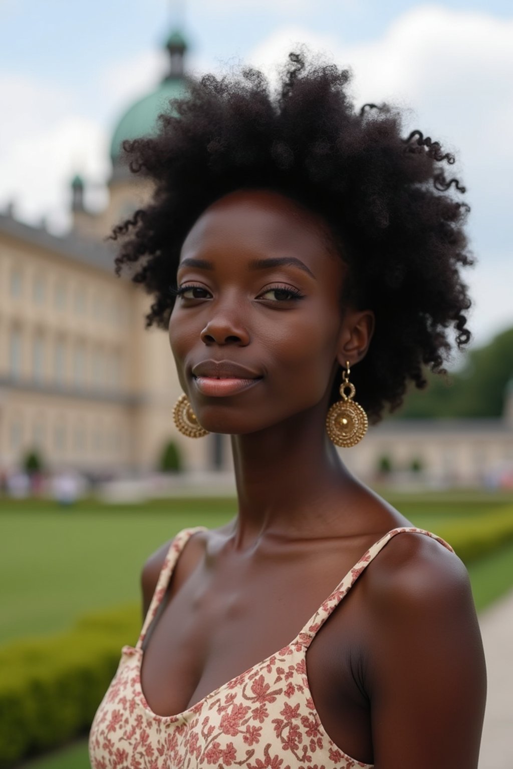 woman in Vienna with the Schönbrunn Palace in the background