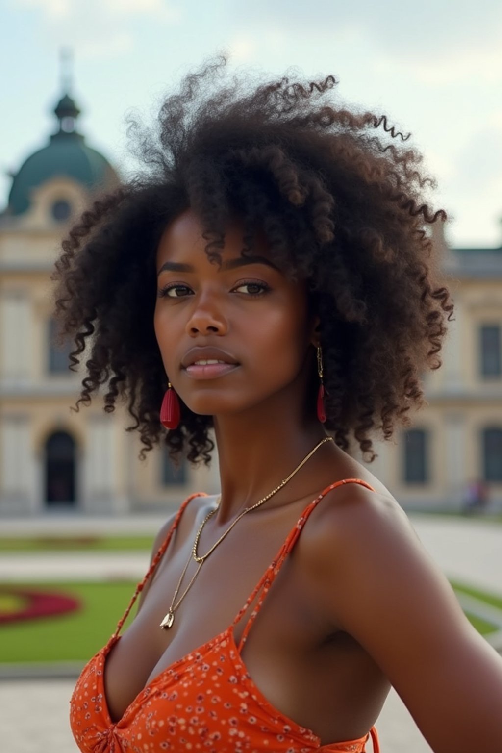 woman in Vienna with the Schönbrunn Palace in the background