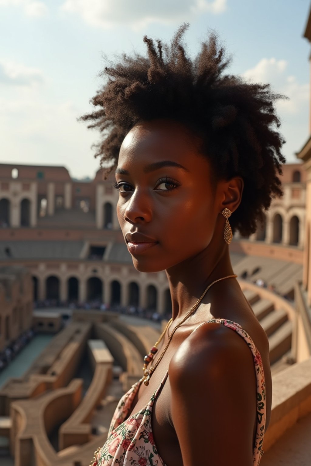 woman in Rome with the Colosseum in the background