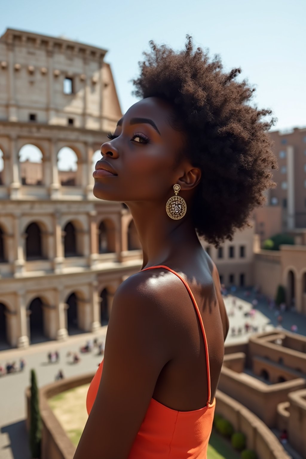 woman in Rome with the Colosseum in the background