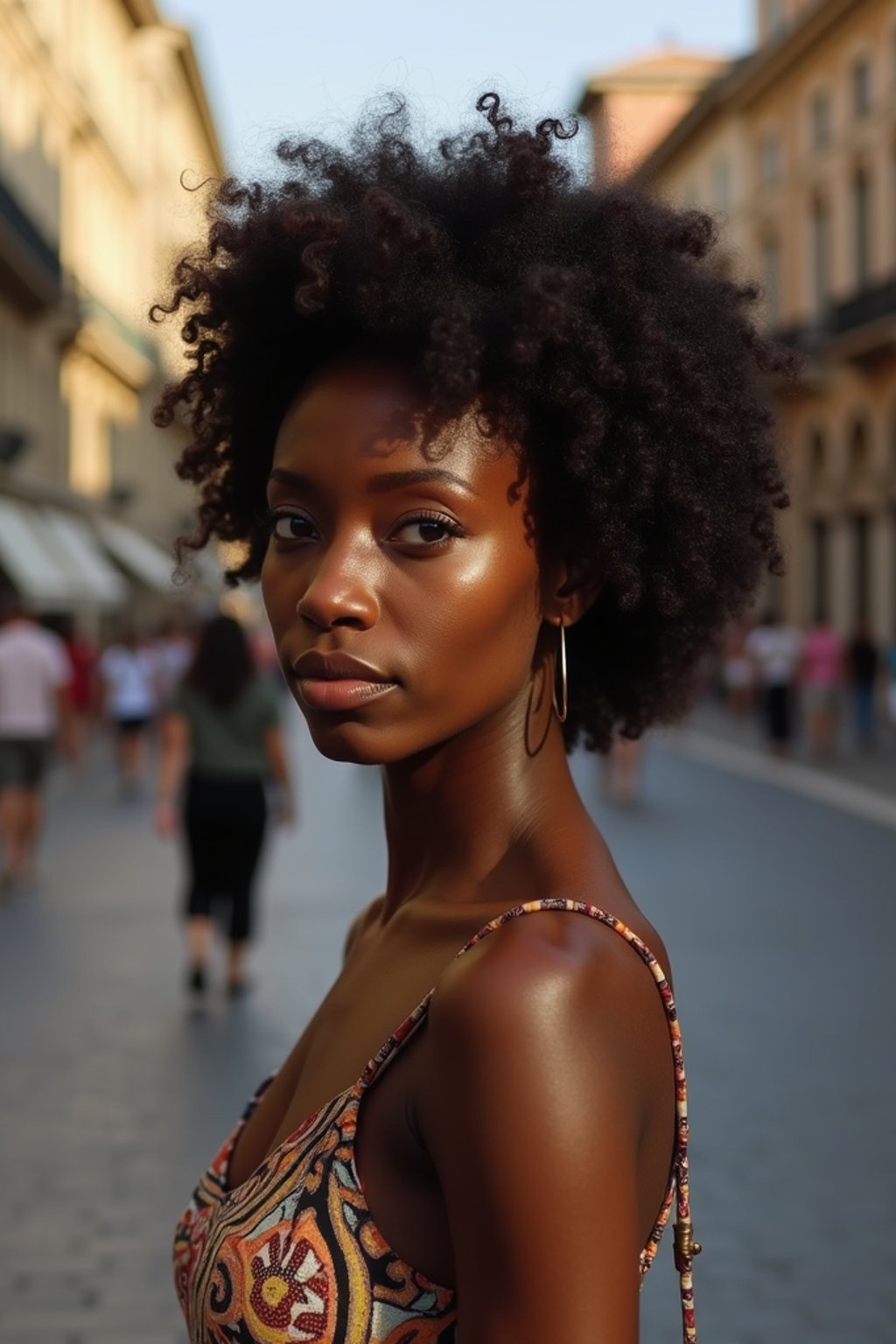 woman in Milan, Italy center