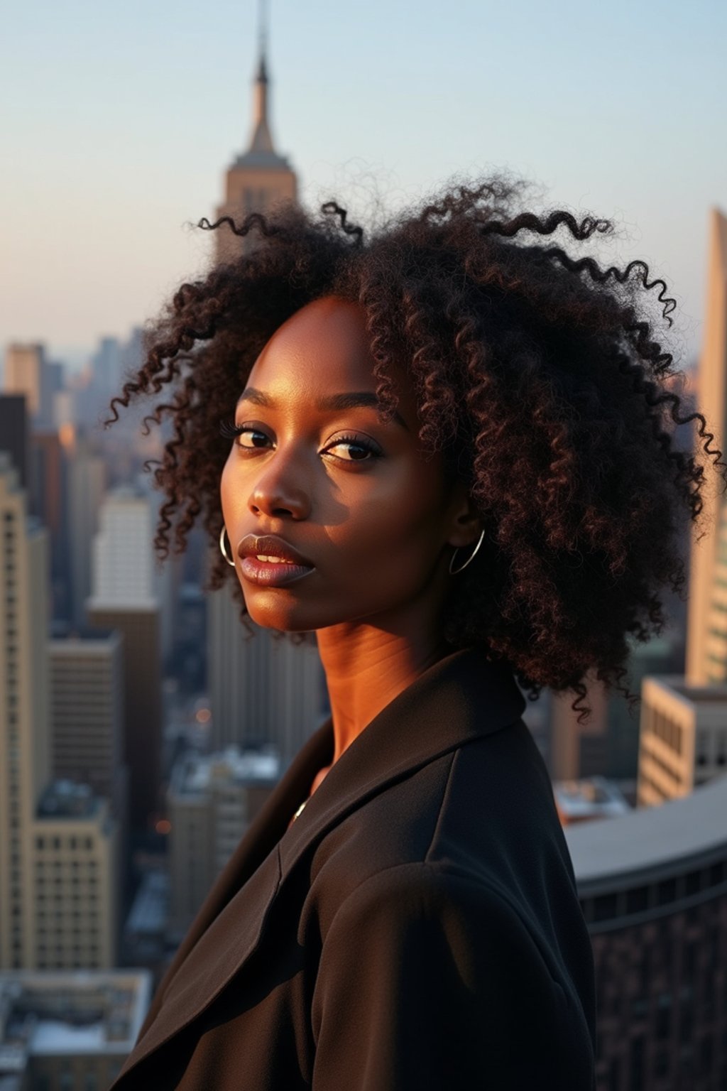 woman in New York City with Manhattan in background