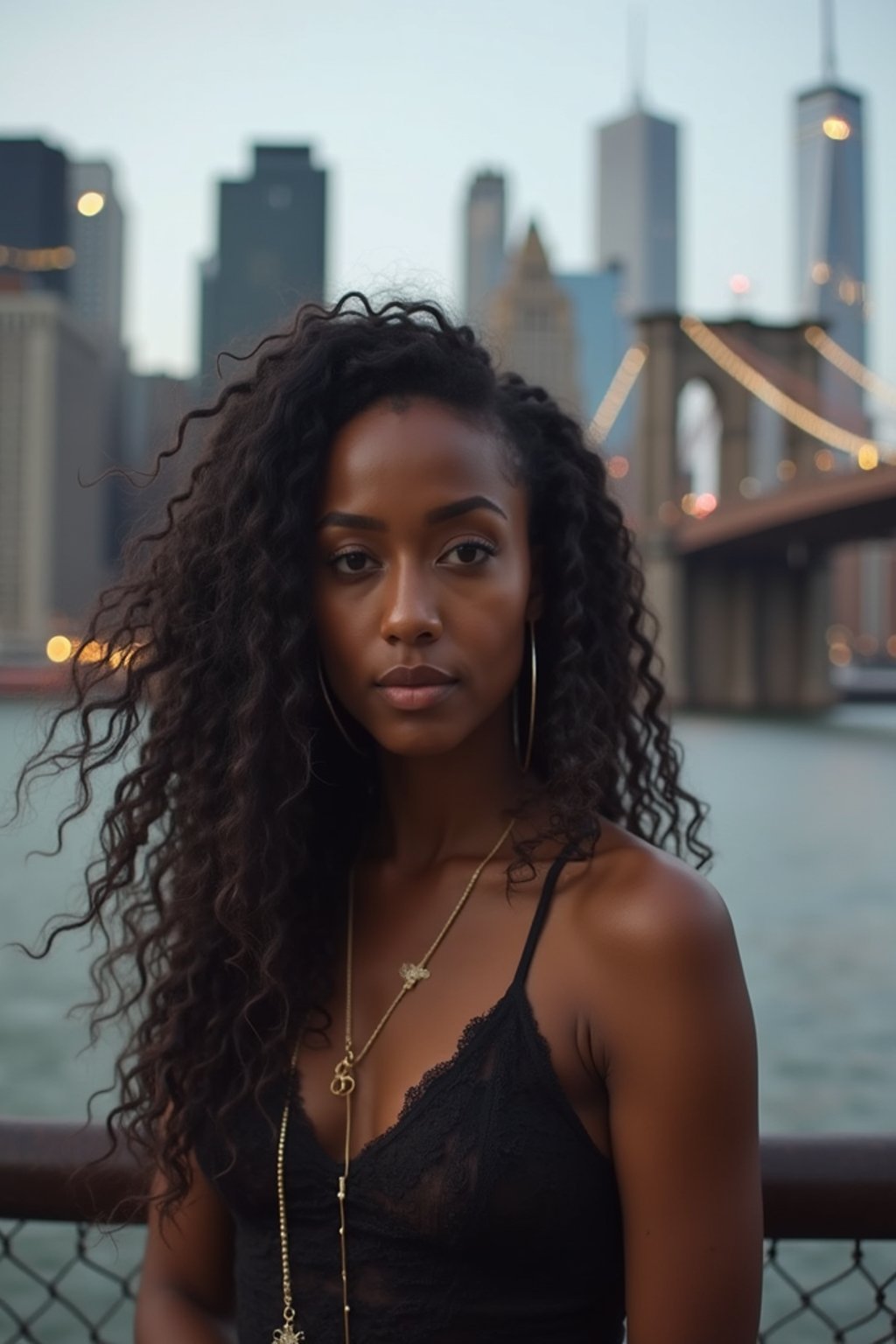 woman in New York City with Manhattan in background