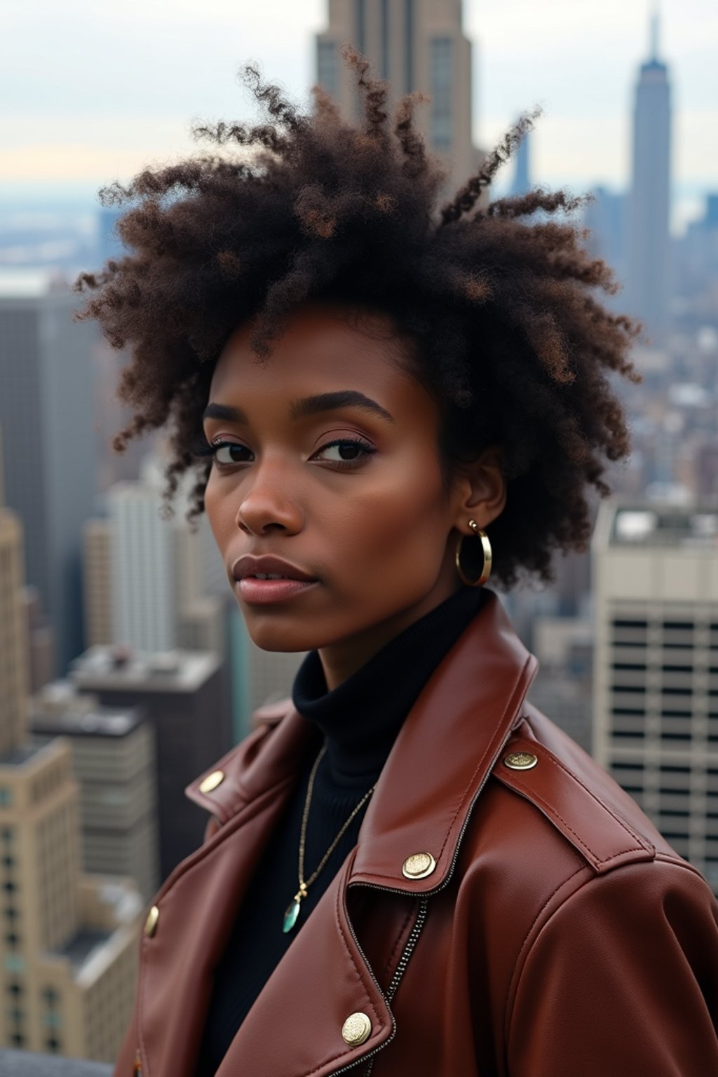 woman in New York City with Manhattan in background