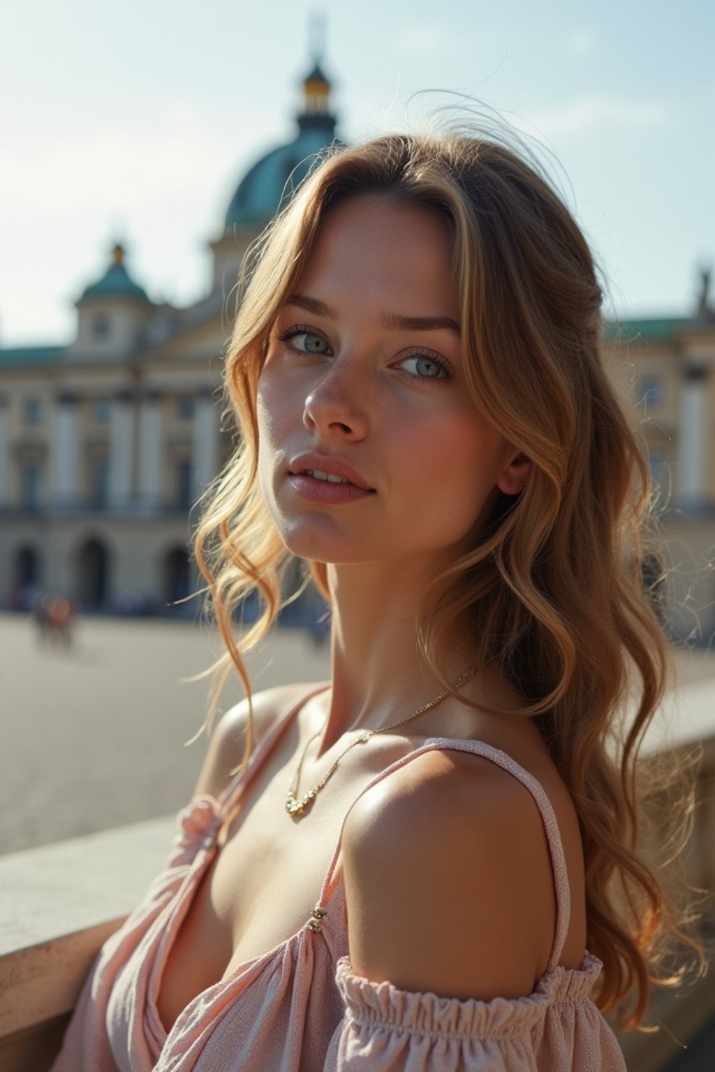 woman in Vienna with the Schönbrunn Palace in the background