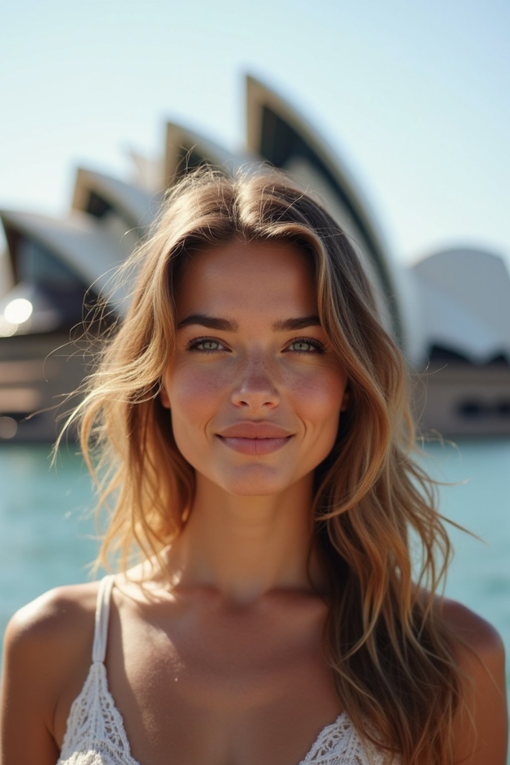 woman in Sydney with the Sydney Opera House in the background