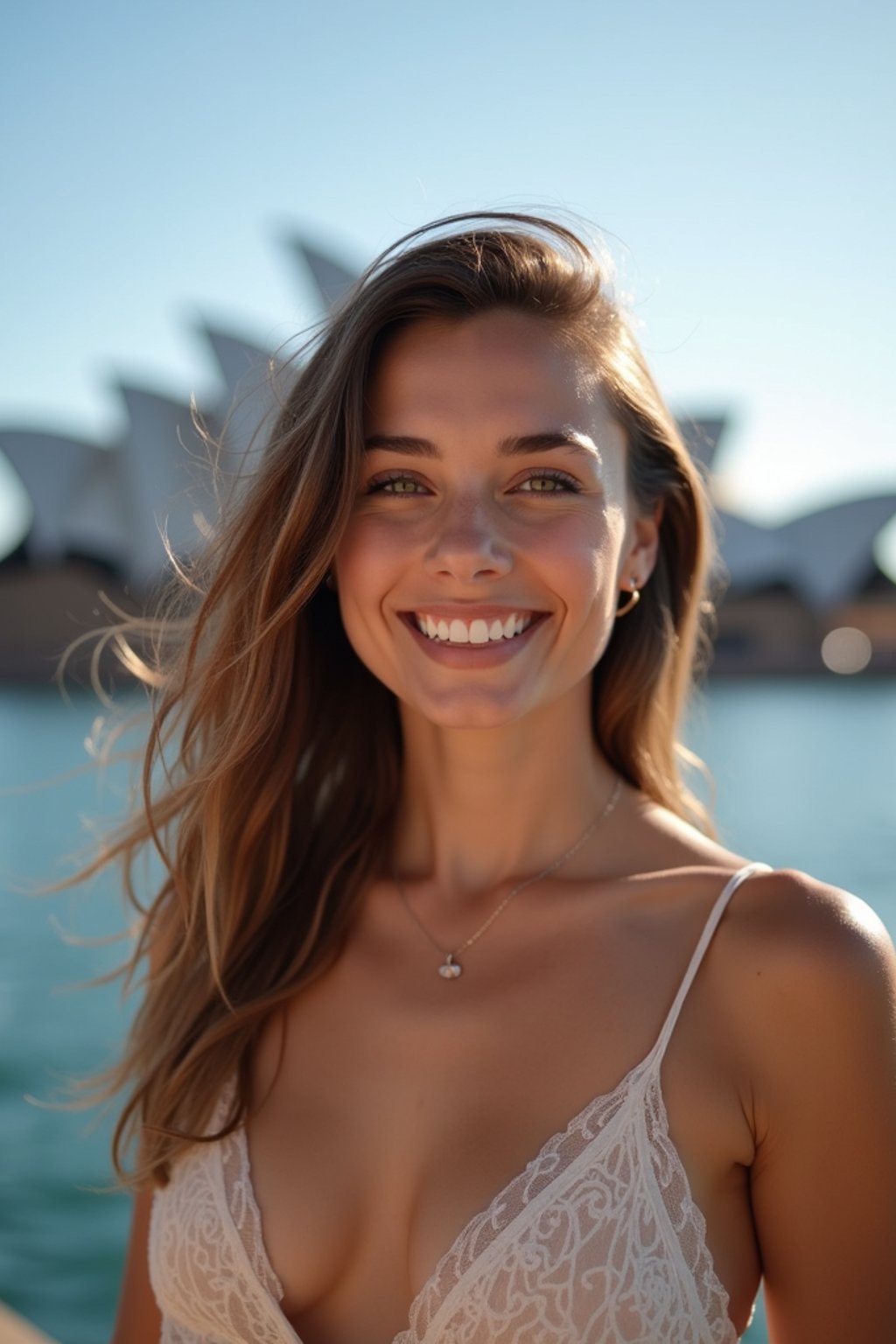 woman in Sydney with the Sydney Opera House in the background