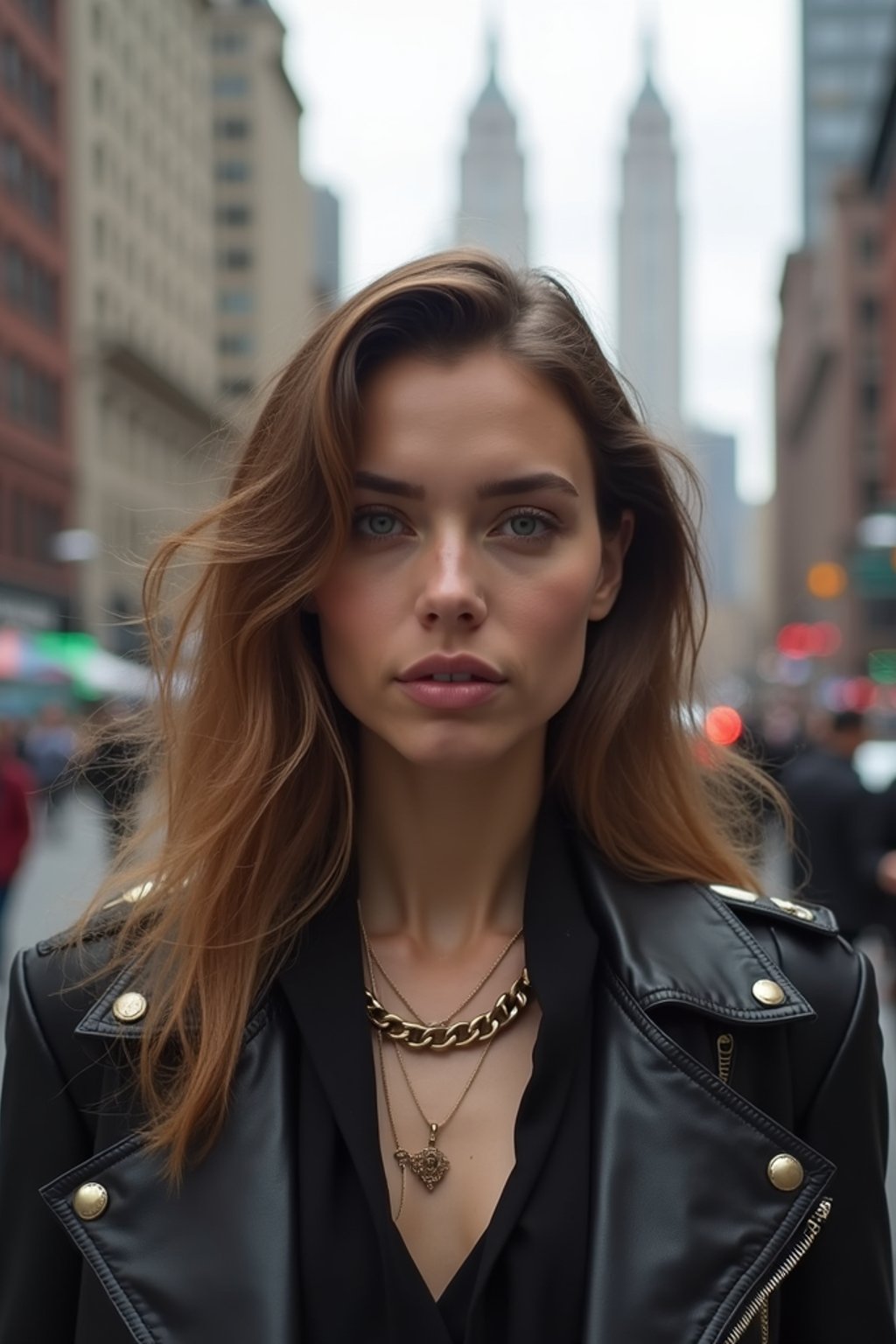 woman in New York City with Manhattan in background