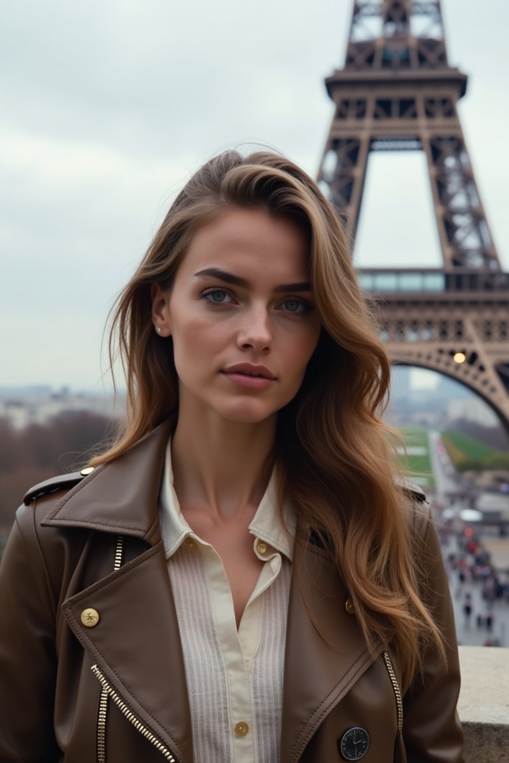 woman in Paris with the Eiffel Tower in background