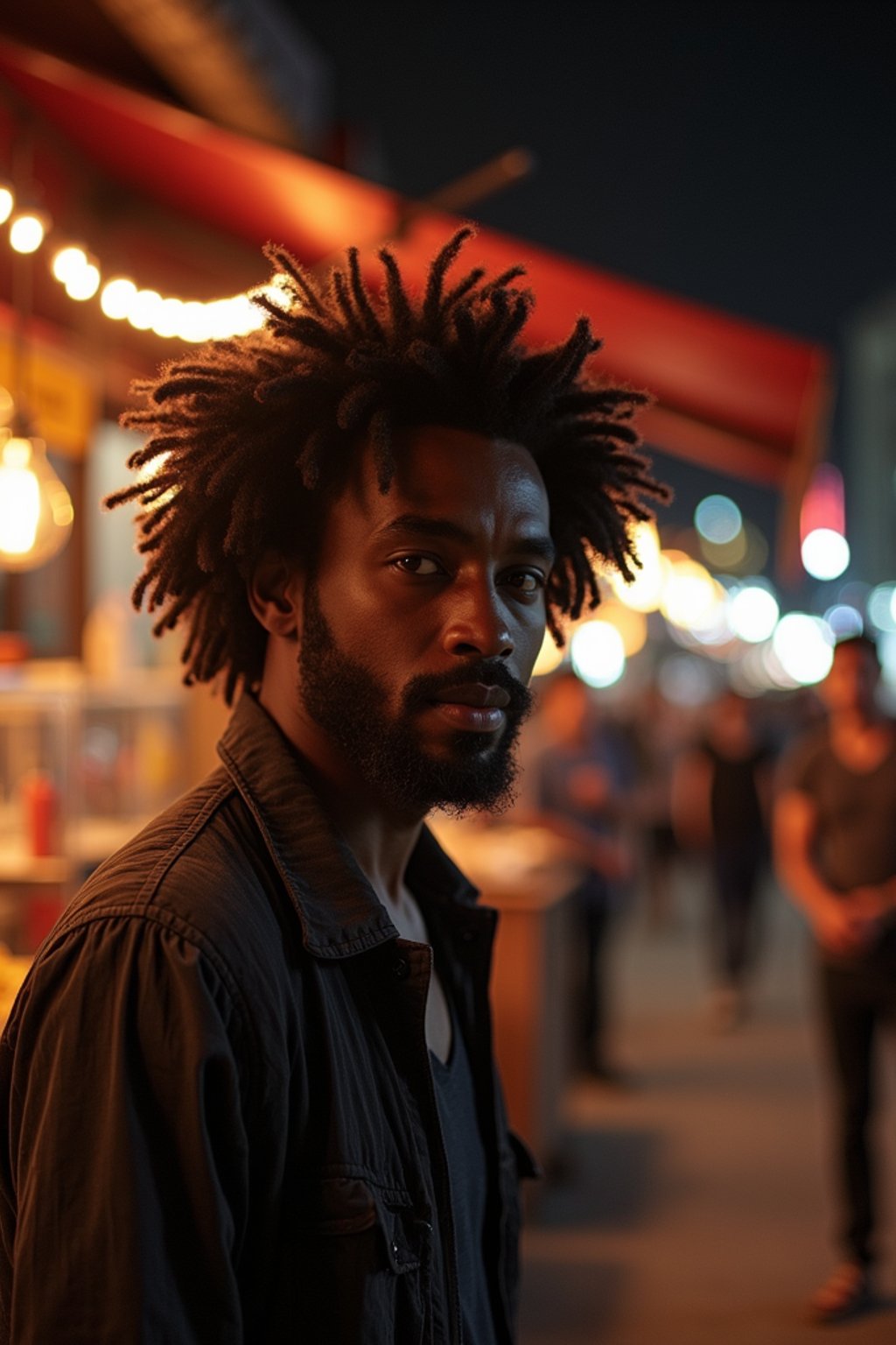 man at a pop-up food market at night, combining the love for street food with nightlife