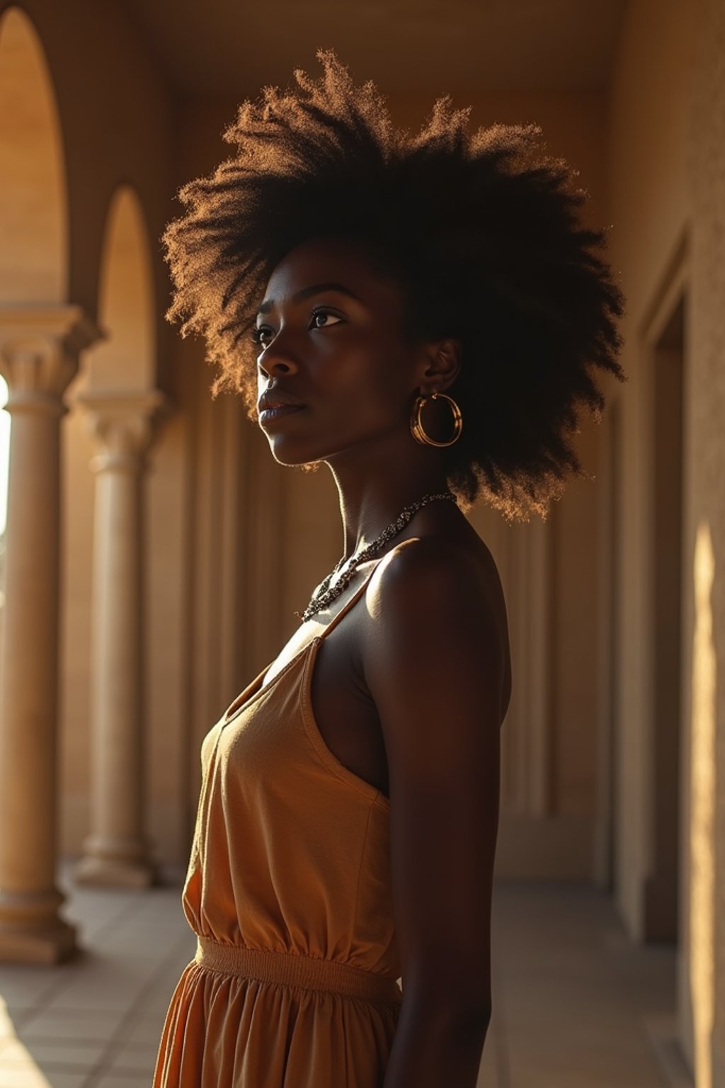 woman in a serene temple or sacred space