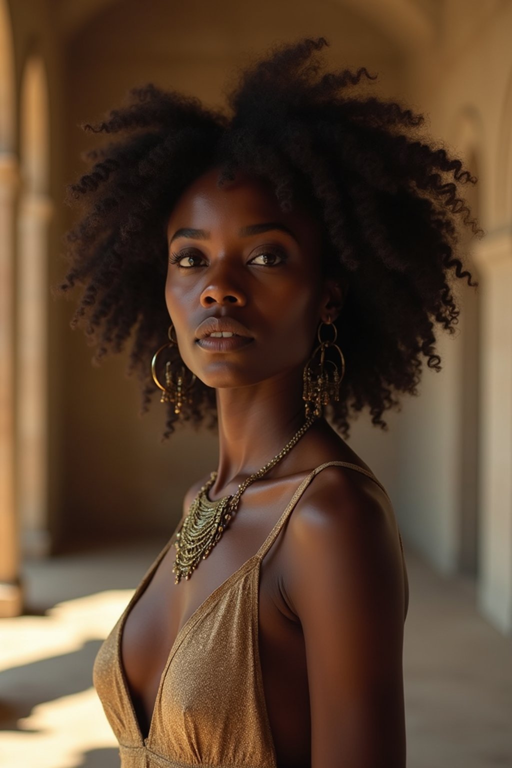 woman in a serene temple or sacred space