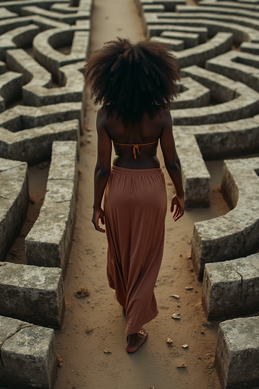 woman in a labyrinth or walking a sacred path