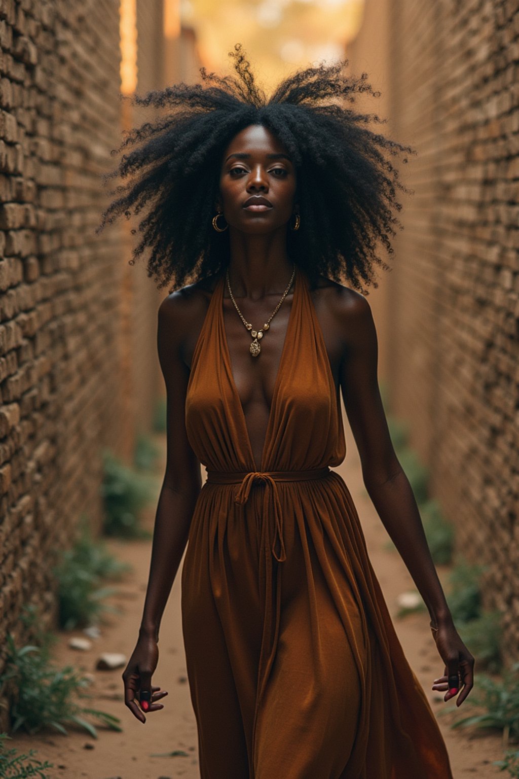 woman in a labyrinth or walking a sacred path