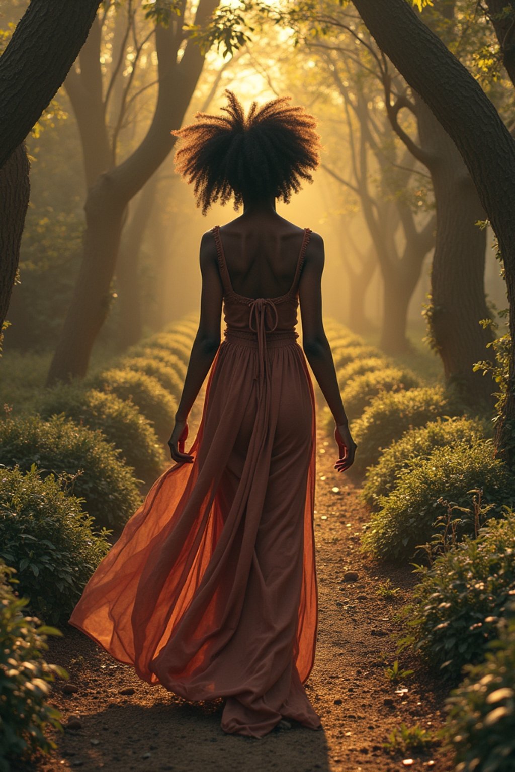 woman in a labyrinth or walking a sacred path