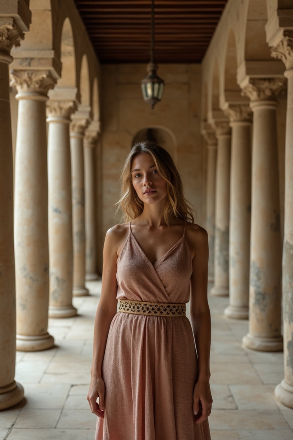 woman in a serene temple or sacred space