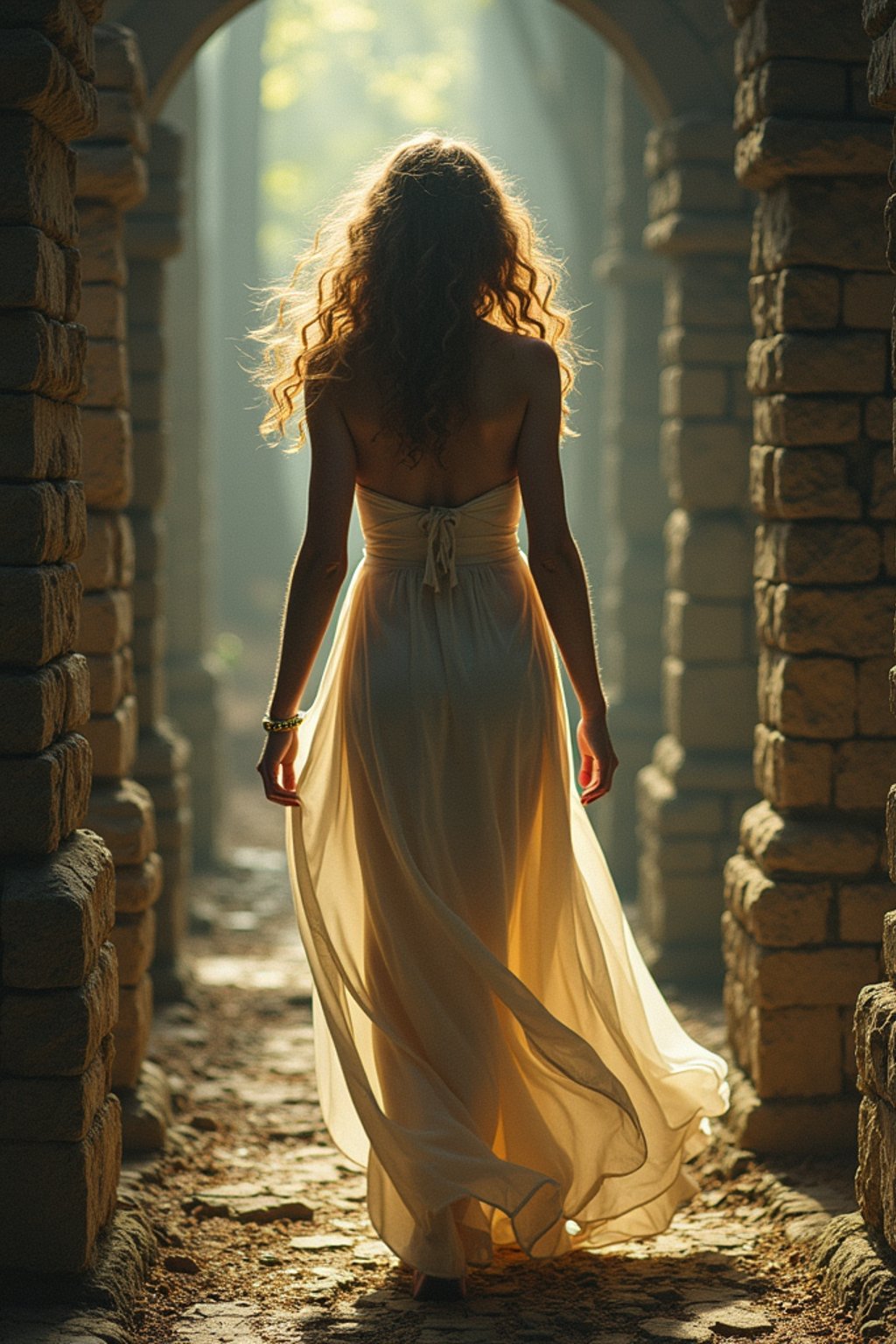 woman in a labyrinth or walking a sacred path